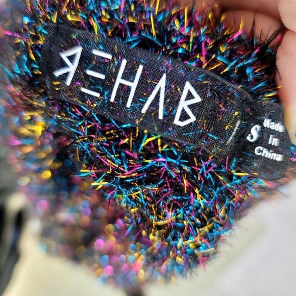 Rehab Brand Womens S Colorful Tinsel Fuzzy Bodycon Mini Cocktail Dress - Picture 9 of 10